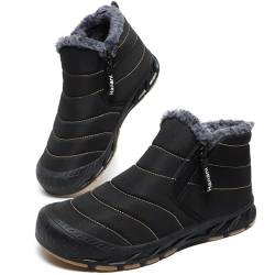 Winterschuhe Herren Warm Gefüttert Schneestiefel Reißverschluss Kurzschaft Stiefel Flach Winter Outdoor Boots Bequem Rutschfeste Wanderstiefel Winterstiefel von Hanani