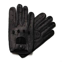 Hand Gewand by Weikert Exklusive Auto Lederhandschuhe aus PECCARY-LEDER, Autohandschuhe mit Finger, handgenäht, Autofahrerhandschuhe Herren (Größe: 8, schwarz) von Hand Gewand by Weikert