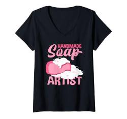 Damen Handmade Soap Artist Seifenkünstler Seifenliebhaber T-Shirt mit V-Ausschnitt von Handgemachte Naturseife Geschenkideen Seifenmacher