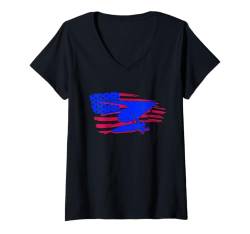 Damen Drachenfliegen Hängegleiter, Flagge der USA, Drachenfliegen T-Shirt mit V-Ausschnitt von Hang Gliding Gifts