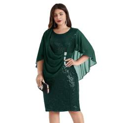 Hanna Nikole Damen Große Größen Pailletten Bleistiftkleid Cocktailkleid Damen Dehnbar Für Reißverschluss Midi Kleider Damen Dark Green 54 von Hanna Nikole