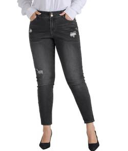 Hanna Nikole Damen Skinny Jeans Große Größen Hohe Taille Slim Stretch Jeanshose Plussize Mom Jeans Schwarz 46 von Hanna Nikole