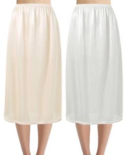 Hanpceirs 69/79cm 2 Stück Lang Röcke für Damen Unterrock Petticoat für Unter Kleider Extender Unterrock Lang Weiß und Beige M von Hanpceirs