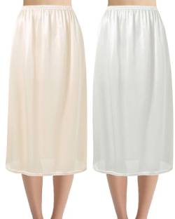 Hanpceirs 69/79cm 2 Stück Lang Röcke für Damen Unterrock Petticoat für Unter Kleider Extender Unterrock Lang Weiß und Beige S von Hanpceirs