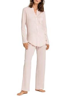 HANRO Damen Cotton Deluxe Pyjama 1/1 Arm Zweiteiliger Schlafanzug, Rosa (Crystal Pink 071334), 50 (Herstellergröße: XL) von Hanro