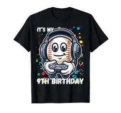 Geburtstag Junge 9 Baseball 9. Geburtstag Baseballspieler T-Shirt von Happy Birthday Boy Video Gammer Baseball Lover