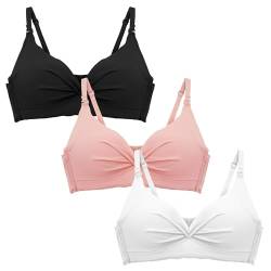 Happy Cherry 3 4 5 6 Stück Teen Girl BH Unterwäsche Gepolsterter BH Drahtlose Nahtlose Bralettes Sport Training BHs Weich Atmungsaktiv Crop Tops mit verstellbarem Riemen für Kinder Teenager Junge von Happy Cherry