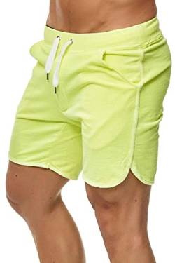 Happy Clothing Kurze Herren Hose Shorts Bermuda Jogginghose Sommer Pants Stoffhose Sweathose, Größe:M, Farbe:Neongelb von Happy Clothing