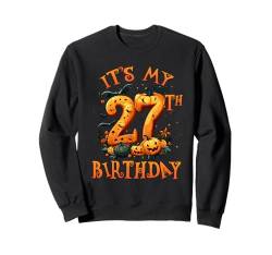 Boo It's My 27th Birthday Halloween Pumpkin 27 Years Old Sweatshirt von Happy Halloween Birthday Men Women Kids Apparel