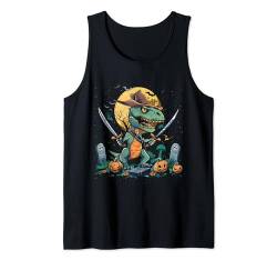 Funny Pirate Dinosaur T Rex Pumpkin Moon Halloween Costume Tank Top von Happy Halloween Trick Or Treat Candy Men Women Kid