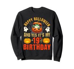 Happy Halloween And Yes It's My 19th Birthday Frosch Halloween Sweatshirt von Happy Halloween & Birthday Apparel