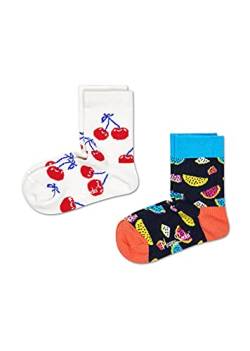 Happy Socks Unisex Kids 2-Pack Fruit Socks, Mehrfarbig (Multicolour 130), 7-9 Jahre (2er Pack) von Happy Socks