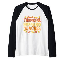 Thankful Kindergarten Lehrer Retro Thanksgiving Männer Frauen Raglan von Happy Thanksgiving Fall Creations