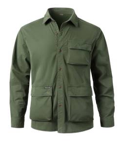 Harbrosrce Herren Outdoor Tactical Hemd Langarm Weinlese Armee Hemd Dick Baumwolle Freizeithemd Funktionshemd Arbeitsshirt für Männer von Harbrosrce