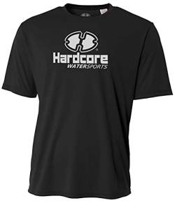 Hardcore Water Sports Herren Rash Guard Surf Bademode Schwimmshirt LSF Sonnenschutz Loose Fit Fit, Schwarz, 4XL von Hardcore Water Sports