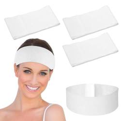 30 Pack Einweg Spa Stirnband für Damen, Kosmetik Haarband Weiß, Spa Gesichtsstirnbänder, Elastisches Stirnband, Verstellbarem Band, Kosmetikbedarf, Nicht Gewebte, Dehnbare Stirnbänder für Damenhaar von Hariendny