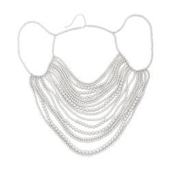 Harilla Perlen Körperkette Elegante Sommer Brustkette für Karneval Streetwear Bauchtanz, Weiß von Harilla