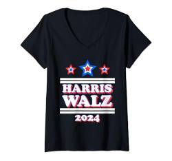 Damen Harris Tim Walz 2024 Wahlen Präsident Patriotische Demokraten T-Shirt mit V-Ausschnitt von Harris Tim Walz 2024 Elections President Patriotic