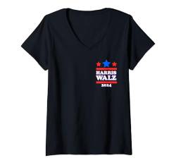 Damen Harris Tim Walz 2024 Wahlen Präsident Patriotische Demokraten T-Shirt mit V-Ausschnitt von Harris Tim Walz 2024 Elections President Patriotic