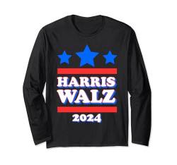 Harris Tim Walz 2024 Wahlen Präsident Patriotische Demokraten Langarmshirt von Harris Tim Walz 2024 Elections President Patriotic