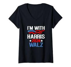 Damen Harris Walz 2024 Kamala Harris Tim Walz Demokratische Präsidentin T-Shirt mit V-Ausschnitt von Harris Walz 2024 Kamala Harris Tim Walz President