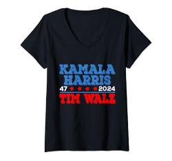 Damen Harris Walz 2024 Kamala Harris Tim Walz Demokratische Präsidentin T-Shirt mit V-Ausschnitt von Harris Walz 2024 Kamala Harris Tim Walz President