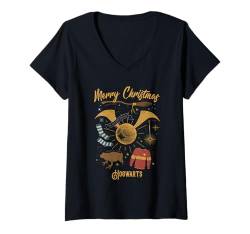 Damen Harry Potter Merry Christmas from Hogwarts T-Shirt mit V-Ausschnitt von Harry Potter