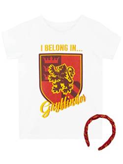 Harry Potter Mädchen Gryffindor T-Shirt und Stirnband-Set für Kinder 158 Weiß von Harry Potter