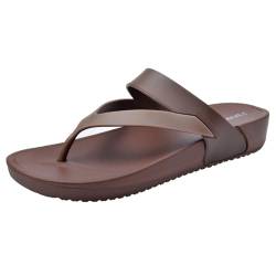 Harssidanzar Damen Flip Flops, Sandalen für Frauen, Outdoor weiche Sandalen für den Sommerstrand, HL203EU,Braun,Größe 39 von Harssidanzar