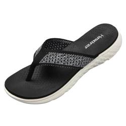 Harssidanzar Flip Flops für Damen,Sommer Arch Support Soft Beach String Atmungsaktive Sandalen KL225EU,Schwarz Grau,Größe 40 von Harssidanzar