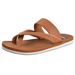 Harssidanzar Flip Flops für Herren,Klassische String Fußbett Sandalen Leichte Strand Sandalen KM236EU,Kamel,Größe 44 von Harssidanzar