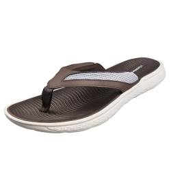 Harssidanzar Herren Sport Flip Flops Atmungsaktive Komfort String Sandalen mit Bogen Unterstützung Outdoor Sommer Strand KM239EU,Braun,Größe 41 von Harssidanzar