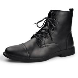 Harssidanzar Motorrad Stiefel für Herren,Kleid Stiefel für Männer Casual Stiefel Kampf Ankle Kleid Lederstiefe KM302EU,Schwarz,Größe 43 von Harssidanzar