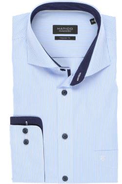 Hatico Regular Fit Hemd hellblau/weiss, Feinstreifen von Hatico