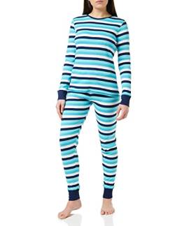 Hatley Damen Organic Cotton Pyjamaset, Ocean Blue Stripes, XS EU von Hatley