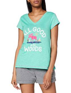 Hatley Damen Short Sleeve Pyjama Top Pyjamaoberteil, All Good in The Woods-Glamping, X-Small von Little Blue House