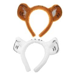 Healeved 2st Stirnband Mit Tigerohren Ohr Haarband Stirnbänder Für Kinder Stirnband Für Kinder Stirnband Mit Tierohren Frackkostüm Tierisches Haarband Tierkostüme Verkleiden Weiß Stoff von Healeved