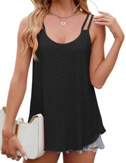 Tank Top Damen Sommer Outfits Basic Tops Spaghetti Oberteile Ärmellose Rundhalsausschnitt Shirt Elegant Einfarbig Weste Top Locker Blusen von Heersan