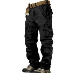 Hehiy Cargohose Herren Sporthosen Mehrere Taschen Jogginghose Schwarz Techwear Hosen Hip Hop Streetwear Punk Hose Schwarze Hose Cargohose Herren Slim Fit Herren Hose Schwarz Cord Herrenhosen Winter von Hehiy