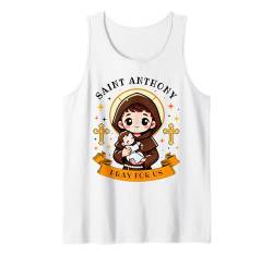 St. Anthony Pray For Us Jesus festhalten Katholisch Heiliger Tank Top von Heiliger Antonius von Padua Verehrung Kleidung