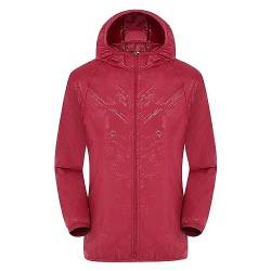 Hekbaep Regenjacke Damen Wasserdicht Atmungsaktiv Regenmantel Damen Windbreaker Lang Übergangsjacke Leichte Jacke mit Kapuze Frauen Regenparka Outdoorjacke Regenponcho für Regenzeit (S-4XL) von Hekbaep