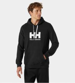 Helly Hansen für Herren. 33977 Logo Hoodie schwarz (L), Lässig, Langarm, Bio-Baumwolle, Nachhaltig von Helly Hansen