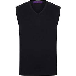 Henbury Herren Feinstrick-Pullunder mit V-Ausschnitt L,Black von Henbury