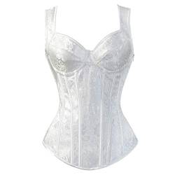 Hengzhifeng Brokat Corsage Damen Push Up Korsage mit Trägern Korsett Top (EU 32-34,Weiß) von Hengzhifeng