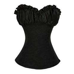 Hengzhifeng Damen Corsage mit Trägern Korsage Push Up Korsett Top (EU 30-32,Schwarz) von Hengzhifeng