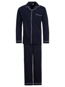 Henry Terre Herren Pyjama Zacken Muster Langarm Schlafanzug 2 teiliges Set Baumwolle durchgeknöpft, Farbe:Anthrazit, Größe:L von Henry Terre