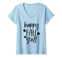 Damen Frohen Herbst euch allen T-Shirt mit V-Ausschnitt von Herbstsaison