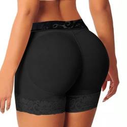 Hernin Damen Butt Lifter Unterhose Hip Enhancer Shapewear Damen HöSchen HüFte Spitze Butt Lifter Push Up Enhancers Fake Ass Hüfte (DE/NL/SE/PL, Alphanumerisch, XL, Regular, Regular, Schwarz) von Hernin