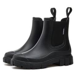 Herr Ozean Flossty Gummistiefel Damen Winter Chelsea Boots Gefüttert Wasserdicht Gummistiefel Halbhohe Rutschfeste Regenstiefel Regenschuhe Stiefeletten Gartenschuhe Gummistiefeletten von Herr Ozean