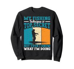 Lustiges Angeln Fischer Meine Angel Technik Ist Top Secret Sweatshirt von Herren Angler Angel Spruch